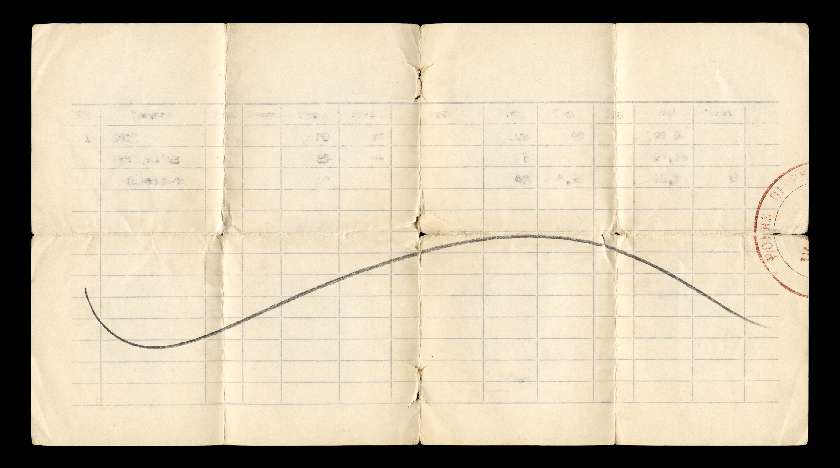 A logbook page of five-digit number groups in pencil, the final line trailing off unfinished.